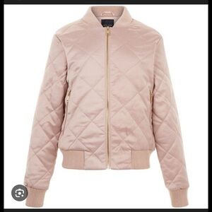 New Look Women's Blush Quilted Bomber Jacket small. Uk8